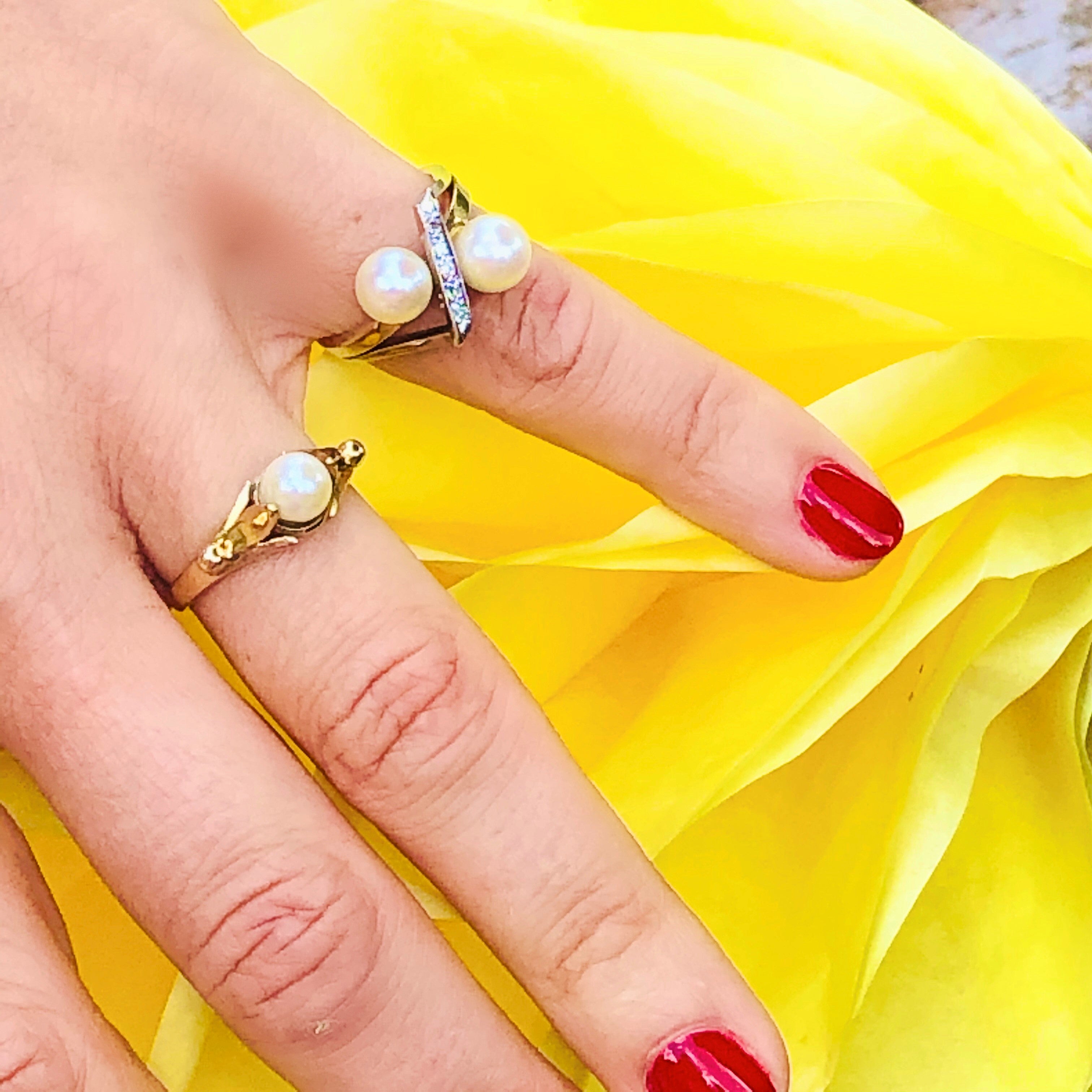 Siffari Dazzling Diamond & Pearl Ring