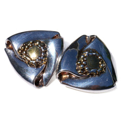 Large Vintage Silver Tricorn Earrings