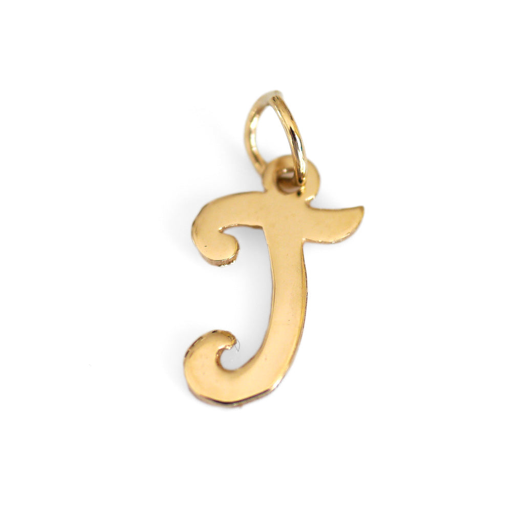 Tiny Vintage Gold Initial J Pendant