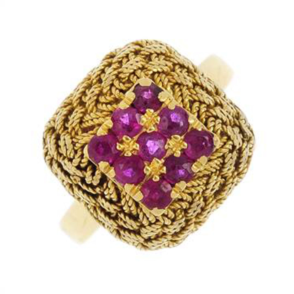 Ruby Vintage Rope Ring