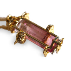 Modernist Barked Diamond and Pink Tourmaline Cocktail Necklace 1982