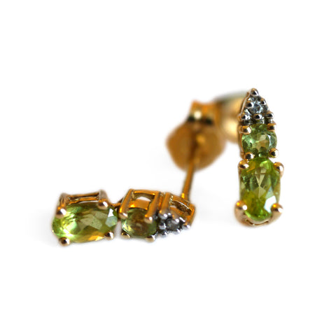 Articulated Diamond and Peridot Drop Earrings