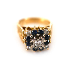 Diamond & Blue Sapphire Hyper Statement Ring c.1970s