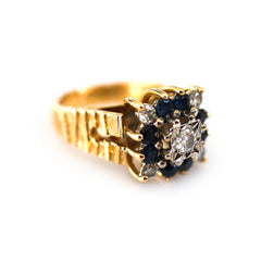 Diamond & Blue Sapphire Hyper Statement Ring c.1970s