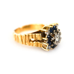 Diamond & Blue Sapphire Hyper Statement Ring c.1970s