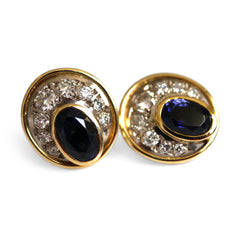 Diamond and Blue Sapphire Statement Cocktail Earrings