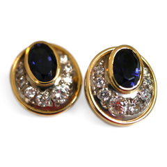 Diamond and Blue Sapphire Statement Cocktail Earrings