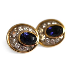 Diamond and Blue Sapphire Statement Cocktail Earrings