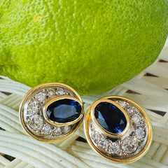 Diamond and Blue Sapphire Statement Cocktail Earrings