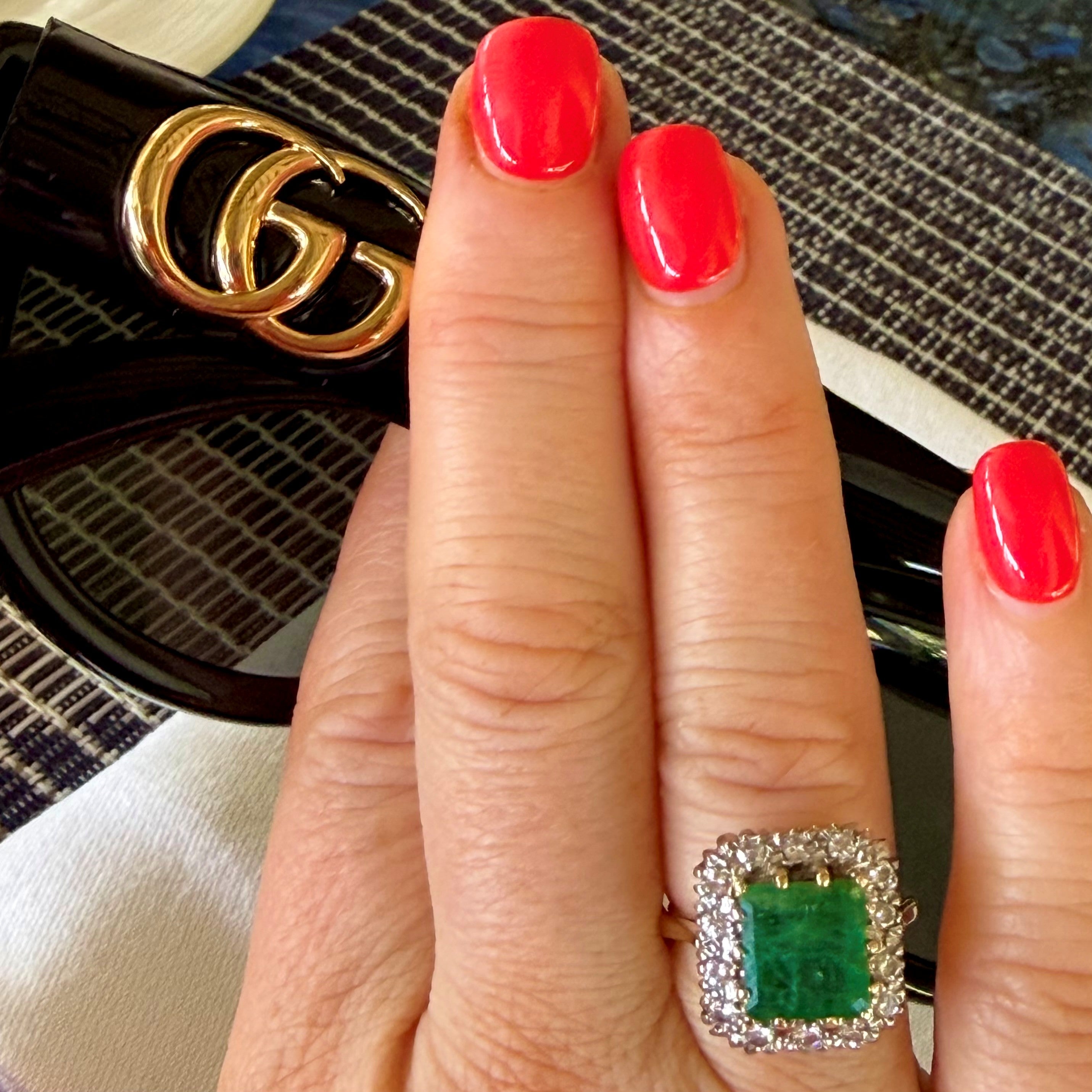 Enormous Emerald and Diamond Cocktail / Engagement Vintage Ring