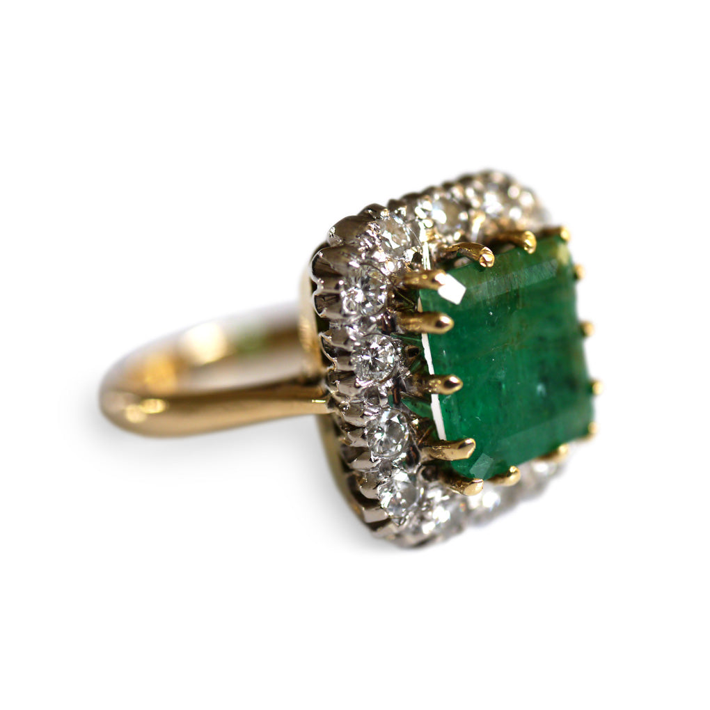 Enormous Emerald and Diamond Cocktail / Engagement Vintage Ring