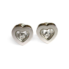 Diamond Happy Heart White Gold Stud Earrings