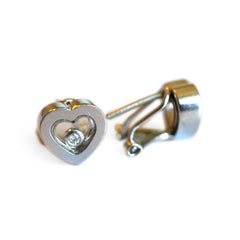 Diamond Happy Heart White Gold Stud Earrings