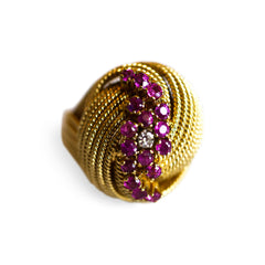 Ruby and Diamond Knot Cocktail Ring 1962