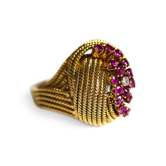 Ruby and Diamond Knot Cocktail Ring 1962