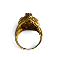 Ruby and Diamond Knot Cocktail Ring 1962