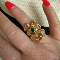 Yellow Sapphire Heart Bi- Gold Torque Ring