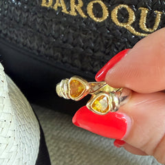 Yellow Sapphire Heart Bi- Gold Torque Ring