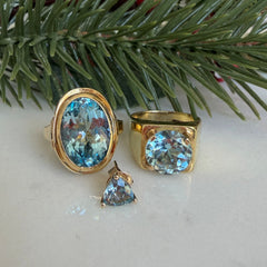 Blue Topaz Trillion Cut Single Stud Earring