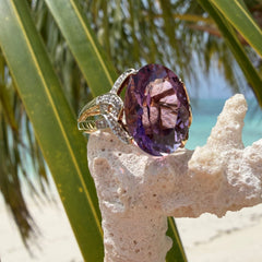 Enormous Amethyst and Diamond Cocktail Ring
