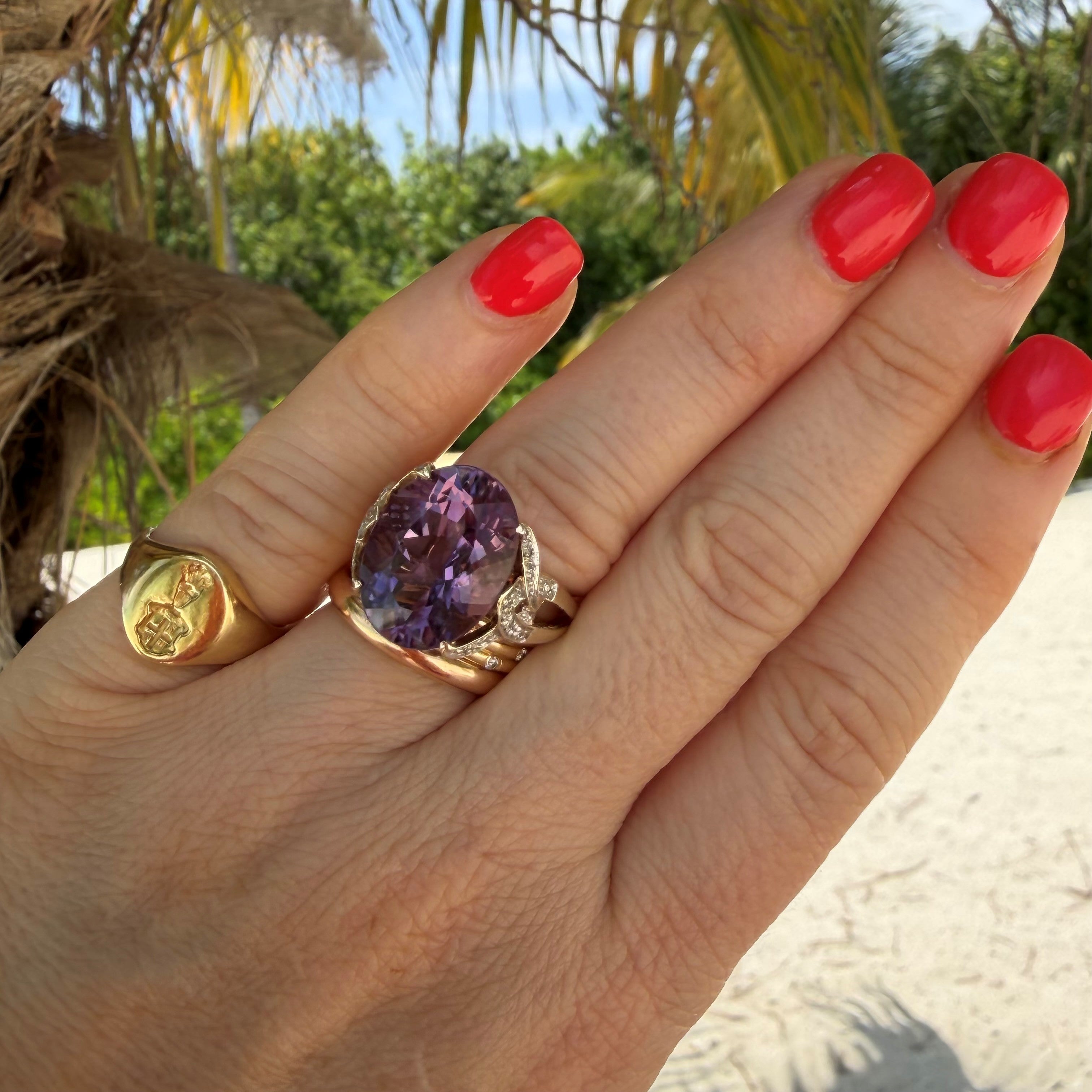 Enormous Amethyst and Diamond Cocktail Ring