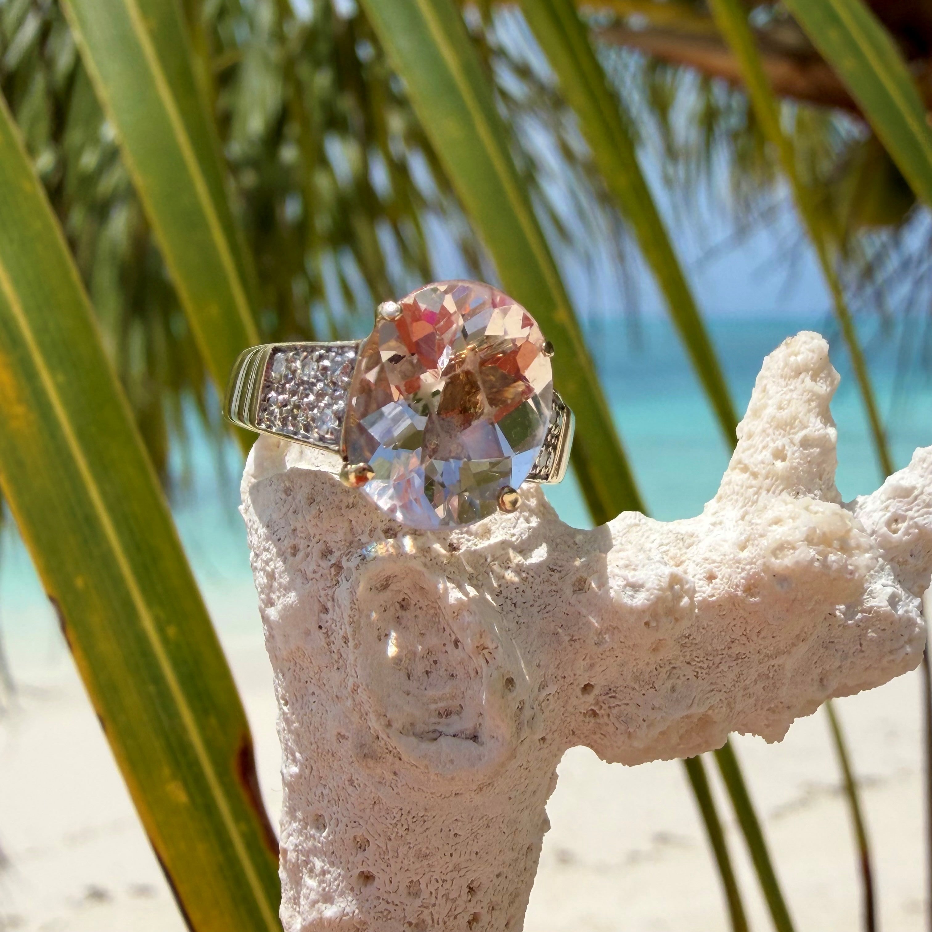 Morganite & Diamond Statement Cocktail Ring 2006