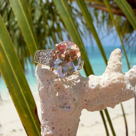 Morganite & Diamond Statement Cocktail Ring 2006