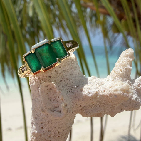 Emerald Trio and Diamond Ring 2000