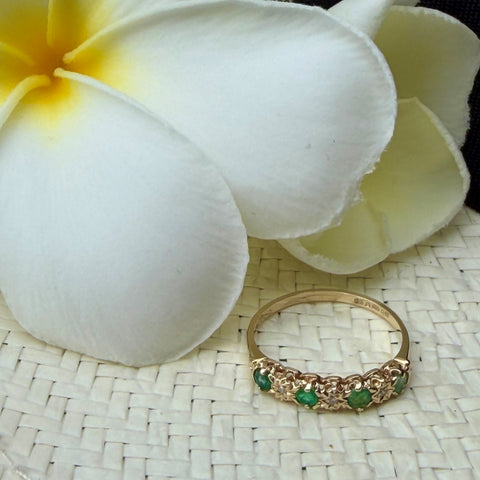 Emerald and Diamond Half Eternity Ring 1987