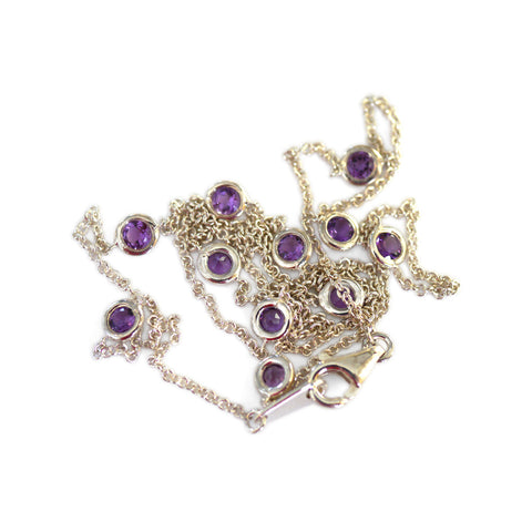 Amethyst Silver Sautoir Necklace