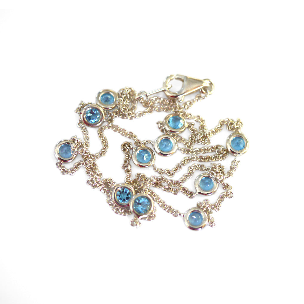 Blue Topaz Silver Sautoir Necklace