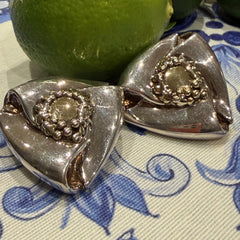 Silver Linings: Oversized Parcel Gilt Tricorn Earrings c.1990s