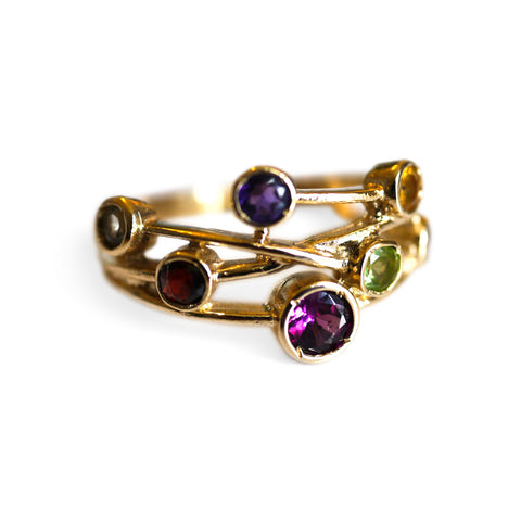 Amethyst, Blue Topaz, Citrine, Peridot Bubble Ring