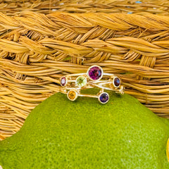 Amethyst, Blue Topaz, Citrine, Peridot Bubble Ring