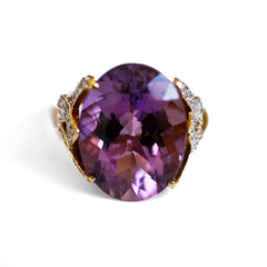 Enormous Amethyst and Diamond Cocktail Ring