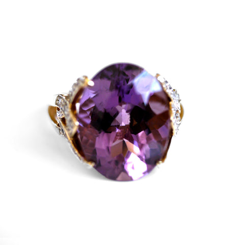 Enormous Amethyst and Diamond Cocktail Ring