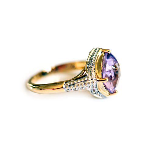 Amethyst and Diamond Funkily Faceted Dress Ring