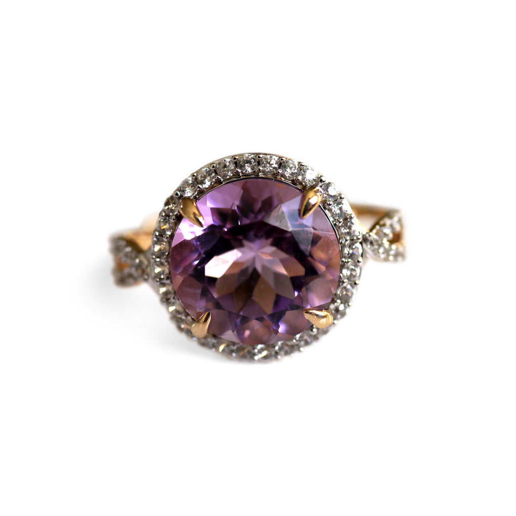 Amethyst and Diamond Halo Cocktail Ring 2025