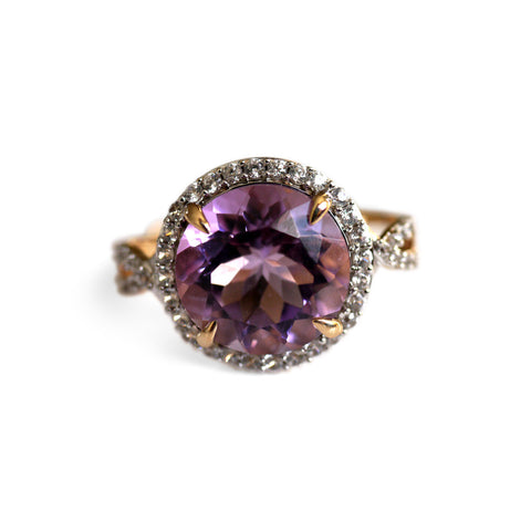 Amethyst and Diamond Halo Cocktail Ring 2025