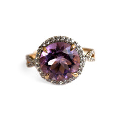 Amethyst and Diamond Halo Cocktail Ring 2025