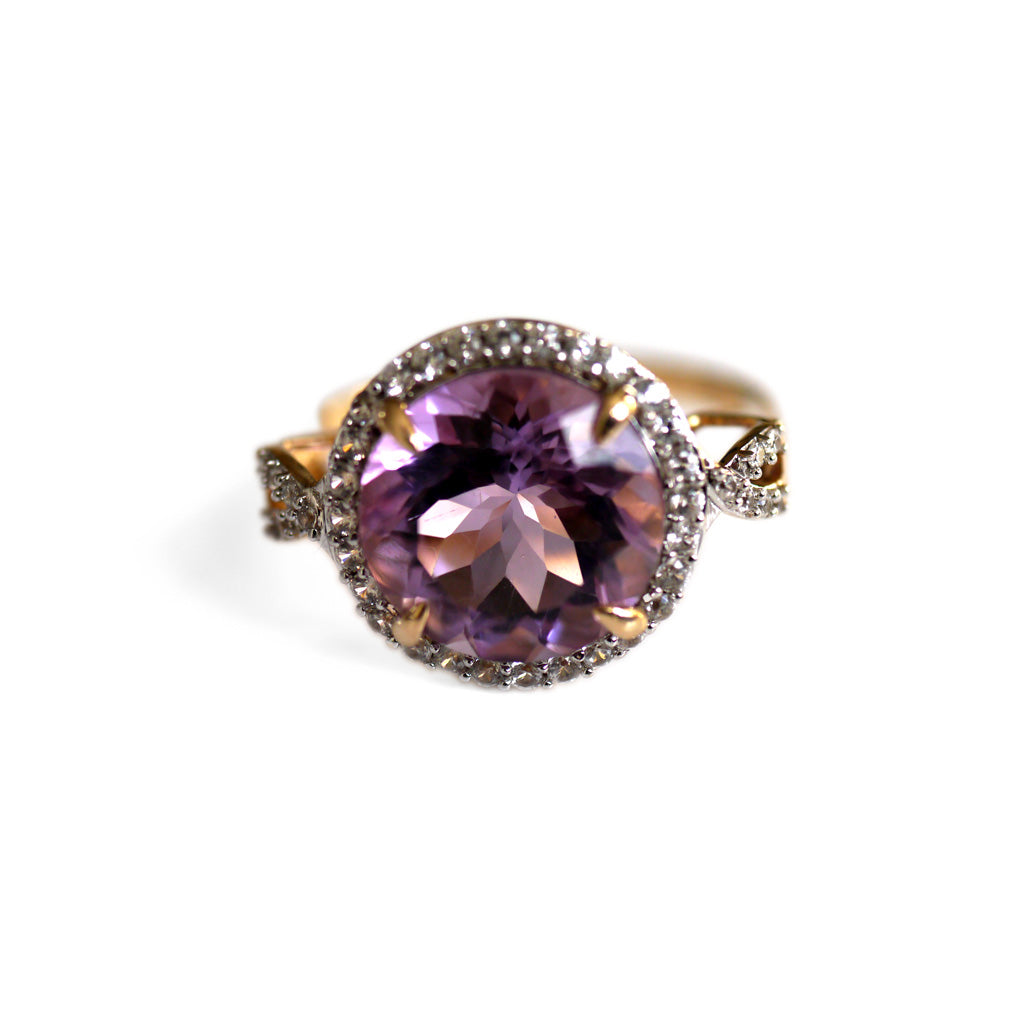 Amethyst and Diamond Halo Cocktail Ring 2025