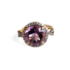Amethyst and Diamond Halo Cocktail Ring 2025