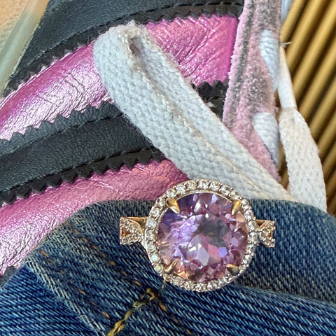 Amethyst and Diamond Halo Cocktail Ring 2025