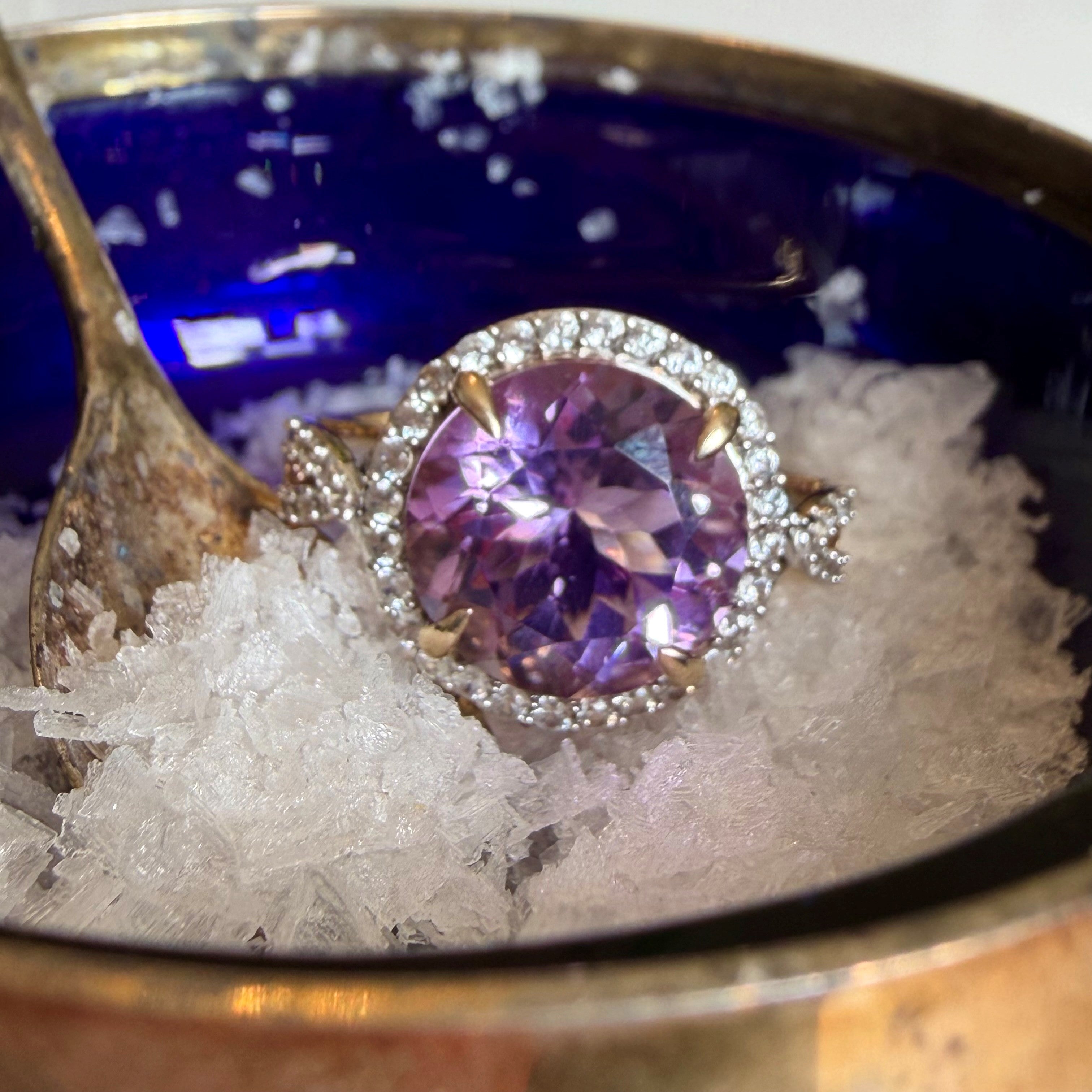 Amethyst and Diamond Halo Cocktail Ring 2025