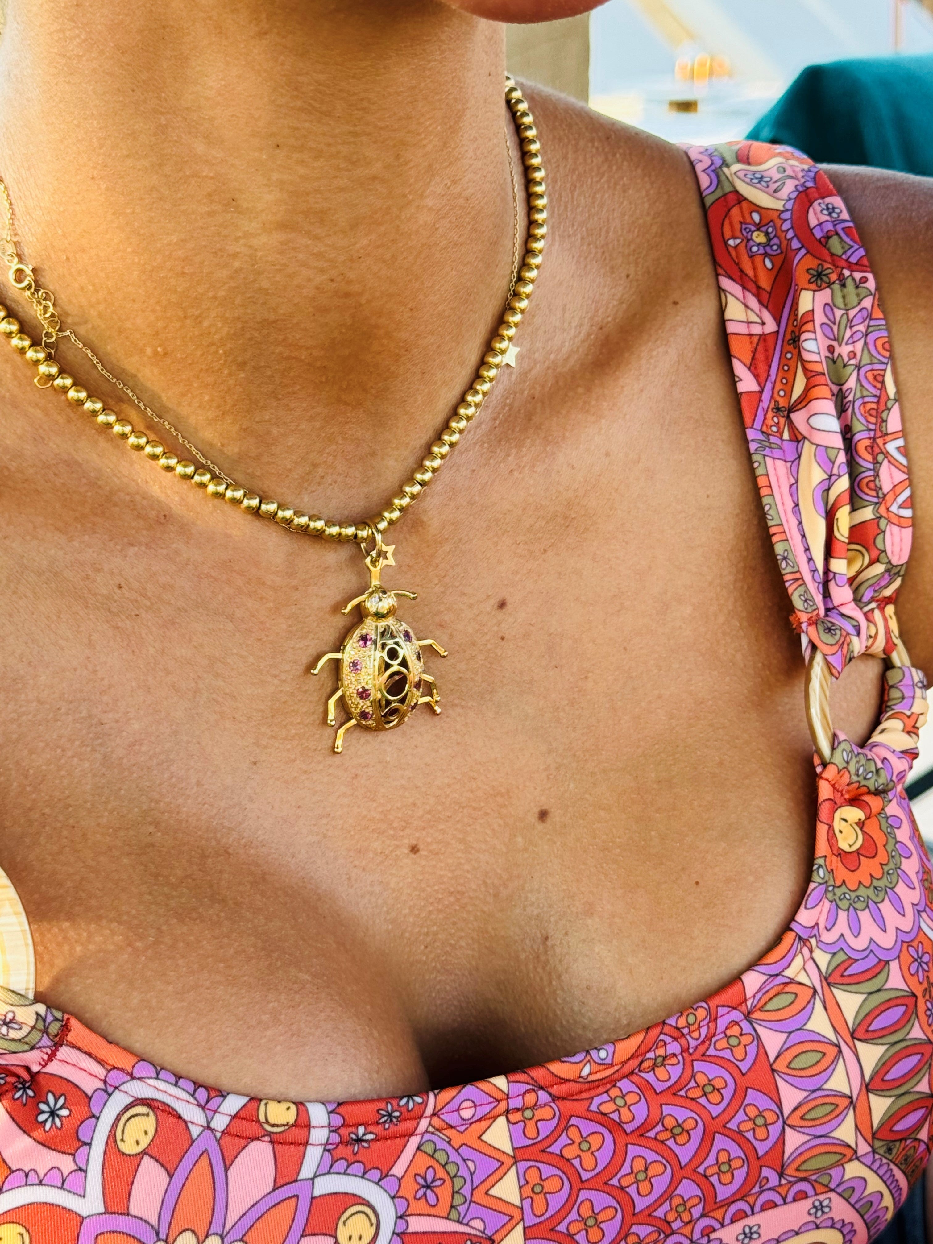 Artfully Articulated Diamond & Tourmaline Millennium Ladybird Pendant 2000