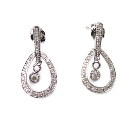 Articulated Diamond Drop White Gold Earrings