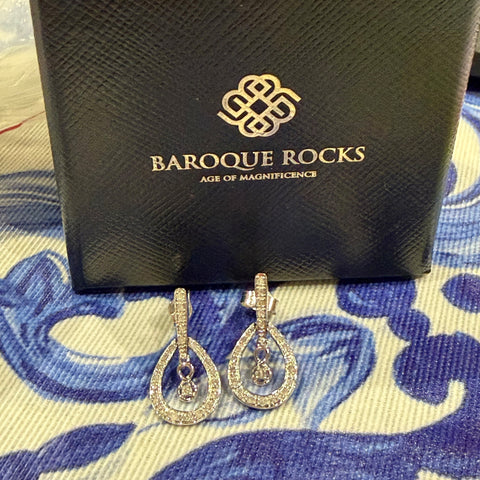 Articulated Diamond Drop White Gold Earrings