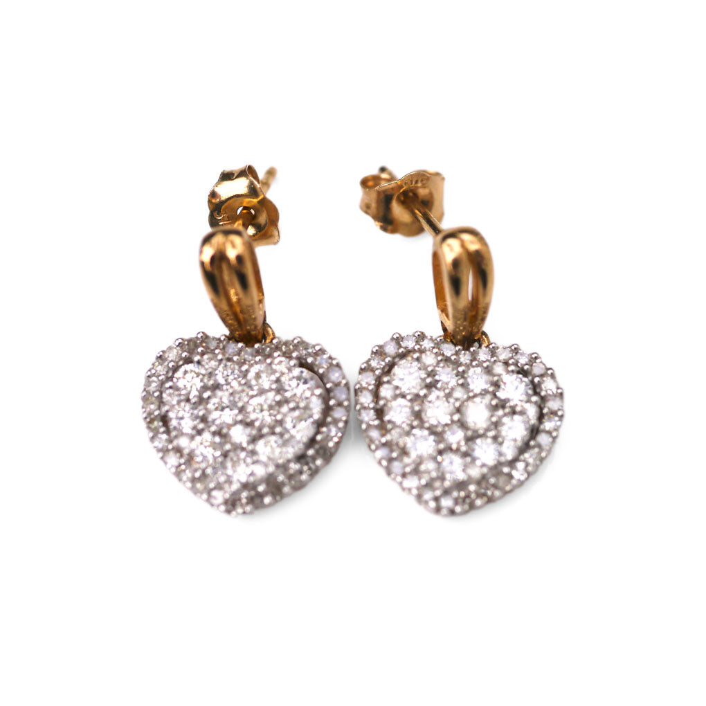 Articulated Diamond Festooned Heartbeat Earrings