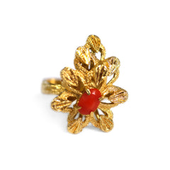 Barked Cool Coral Cocktail Ring c.1970s