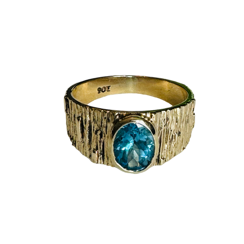 Blue Topaz Barked Ring c.1970s